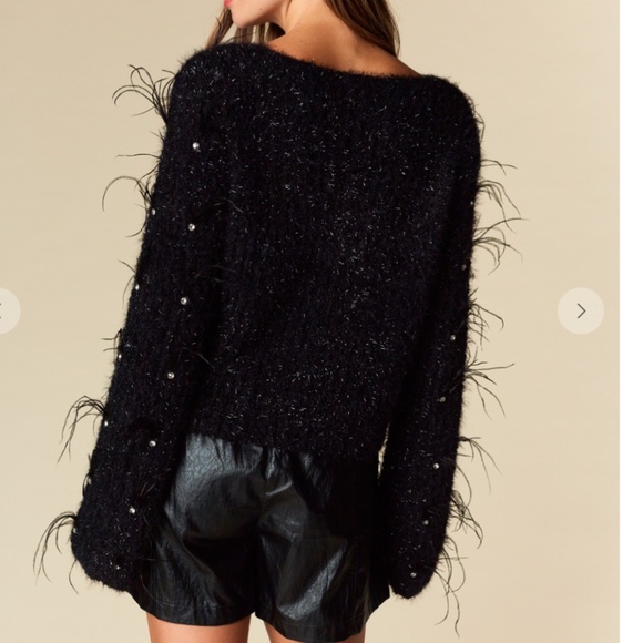 Rareraw “ Katrina “ Rareraw Knit Sweater with Feather and Rhinestone Accents 77 - Picture 8 of 10